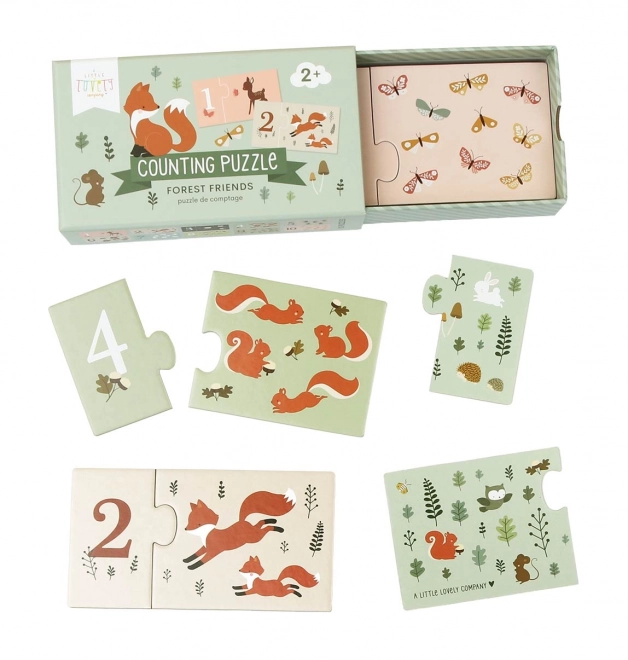 A Little Lovely Company Přiřazovací puzzle – Počítání s kamarády z lesa