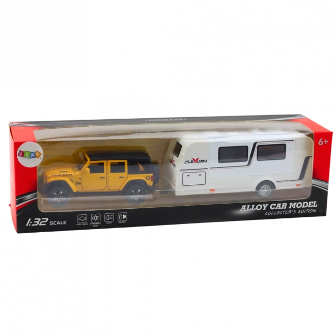 Auto Terénní s Karavanem 1:32 Žluté