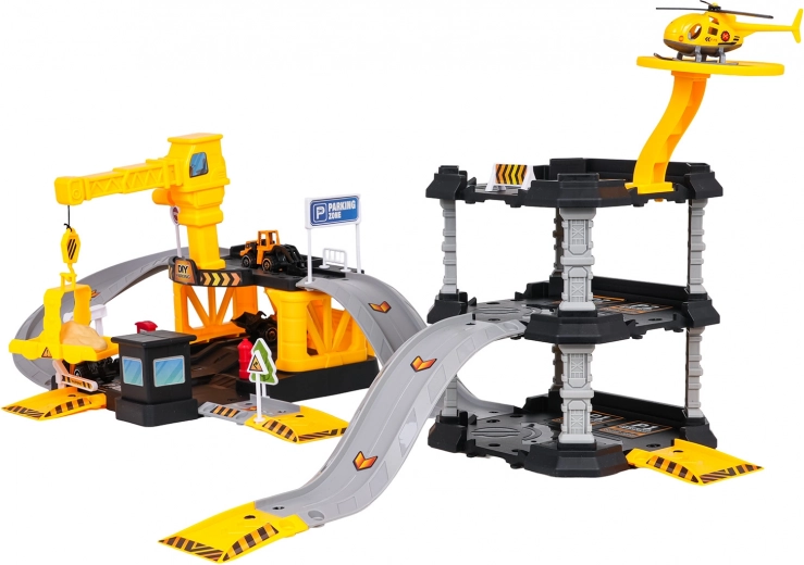 Heliport a stavební vozidla