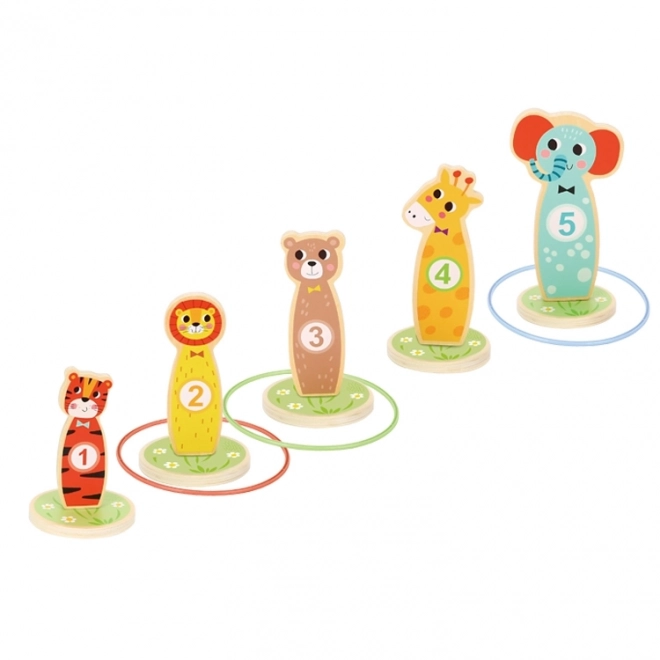 Dřevěná hra zručnosti Tooky Toy - hod na cíl zvířátka