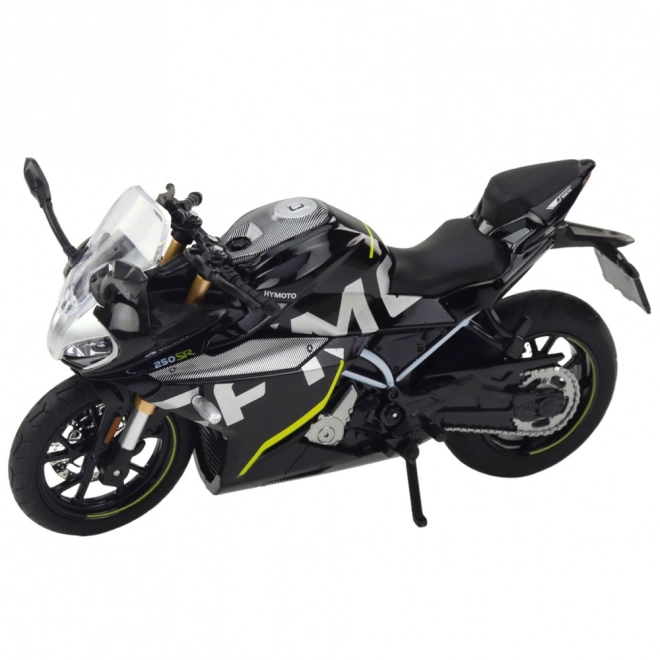 Kovový sportovní motocykl se světly a zvuky černý 1:12