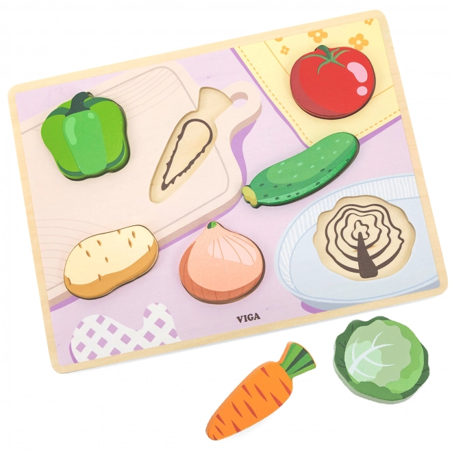 Dřevěné puzzle zelenina Montessori VIGA
