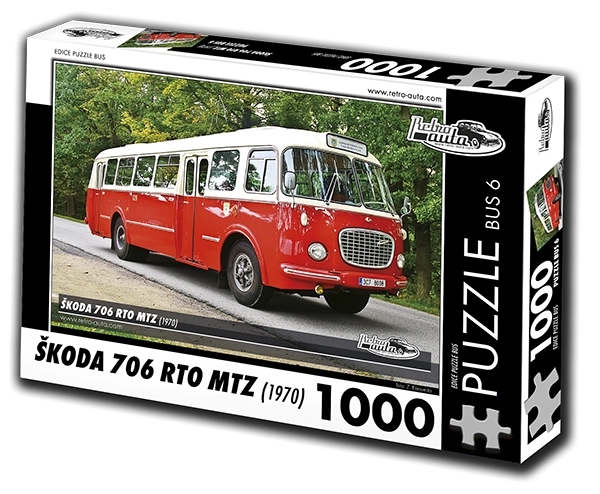 Retro puzzle autobus Škoda 706 RTO MTZ 1970 s 1000 dílky