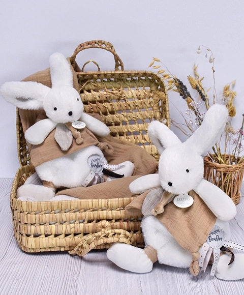 Doudou plyšový králíček s muchláčkem béžový 25 cm