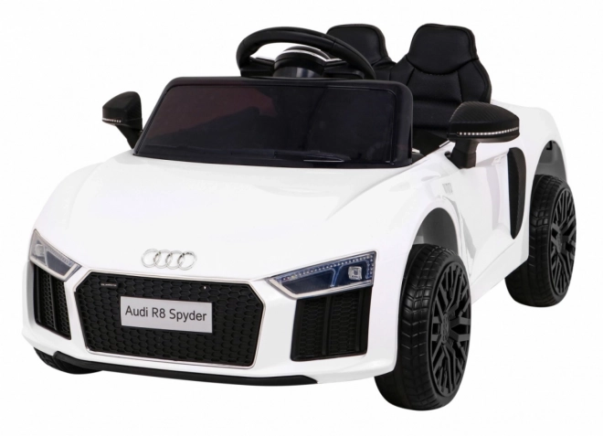 Audi R8 na baterie pro děti Bílá + Dálkové ovládání + EVA + Pomalý start + MP3 LED