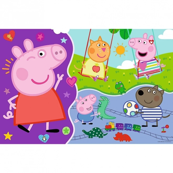 Puzzle 3v1 GIANT oboustranné 15 dílků Prasátko Peppa/Peppa Pig 60x40cm v krabici 40x27x6cm 24m+
