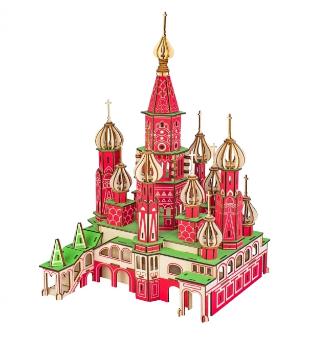 Dřevěné 3D puzzle Chrám Vasila Blaženého barevný