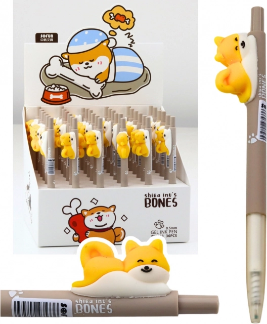 Gelové pero s figurkou psa Shiba modrý inkoust 0.5mm
