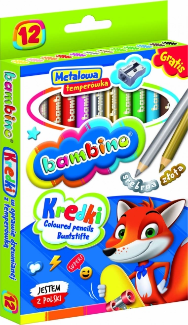 Bambino kulaté pastelky 12 barev se strouhátkem