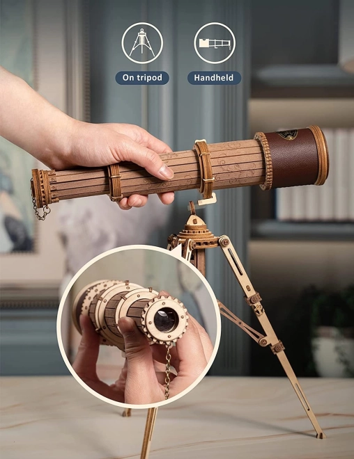 ROBOTIME Rokr Dřevěný Model Monokulárního Dalekohledu