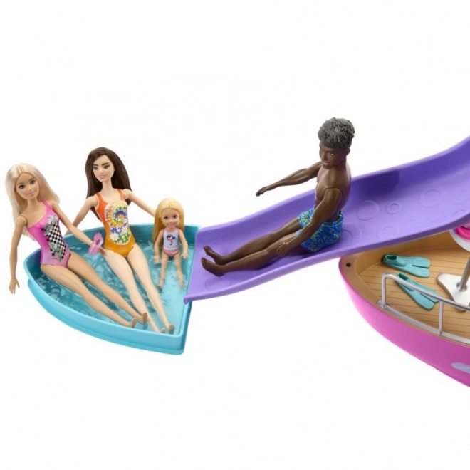 barbie vysněná motorová loď s transformací interiéru a doplňky