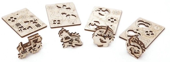 3D dřevěné mechanické puzzle Ugears - mechanické přívěšky