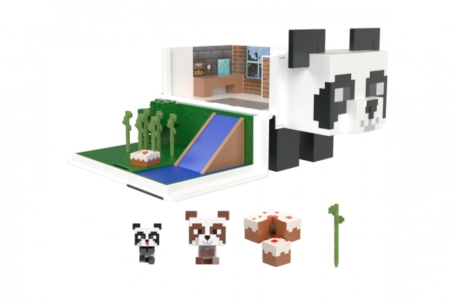 Sada figurek Minecraft domeček na hraní s pandou + 2 figurky