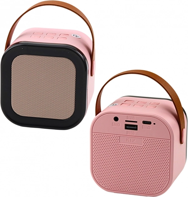 Karaoke reproduktor s mikrofonem K12 RGB Bluetooth růžový
