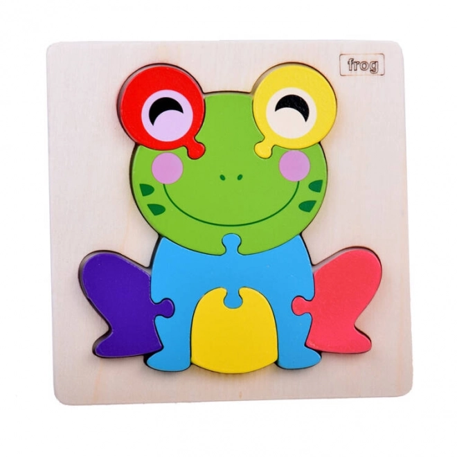 Dřevěné 3D puzzle žába Montessori