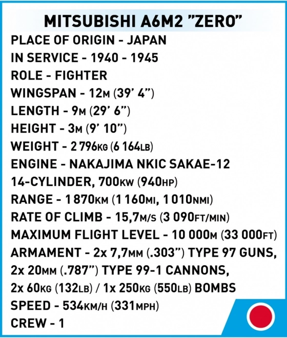 COBI 5861 II WW Mitsubishi A6M2 Zero, 1:48, 170 k