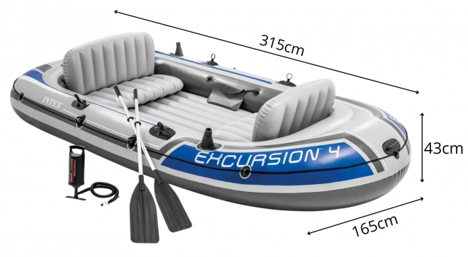 Nafukovací člun Excursion 4 pro 4 osoby s pádly a pumpou