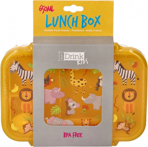 dětský svačinový box safari 650 ml se lžičkou a vidličkou
