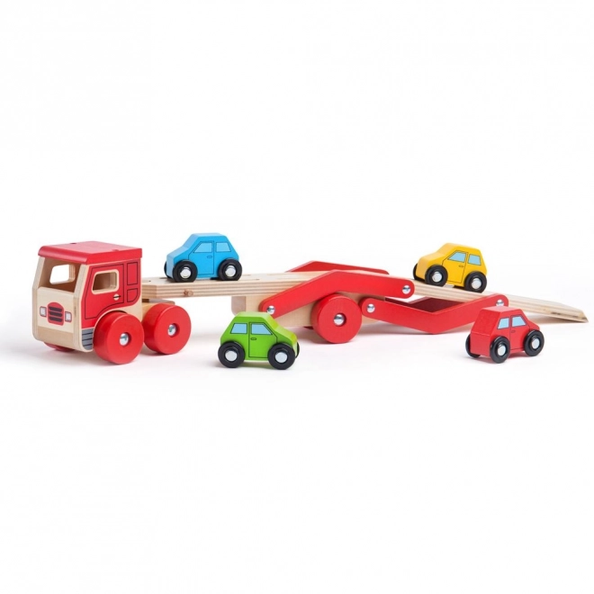 Dřevěný kamion s auty od Bigjigs Toys