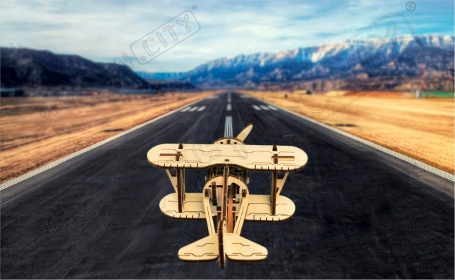Dřevěné 3D puzzle dvouplošník