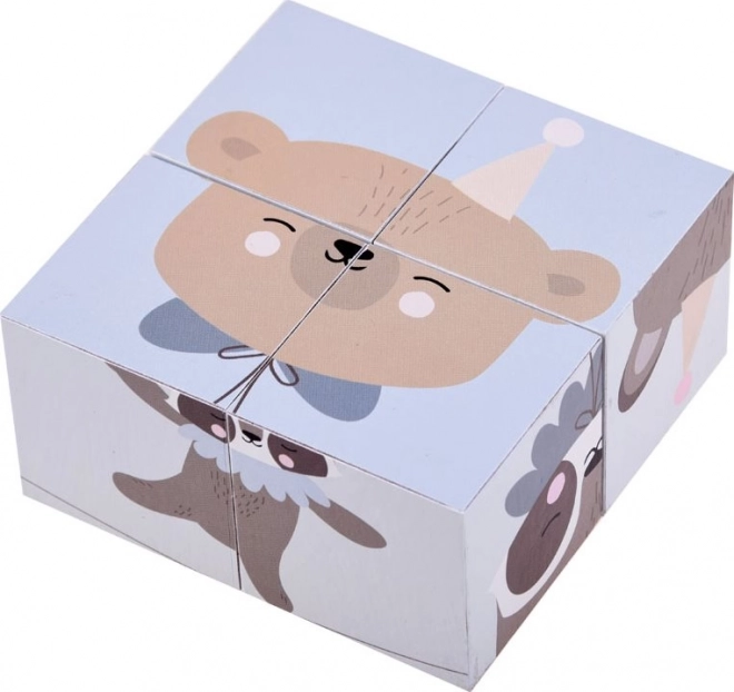 Dřevěné puzzle kostky se zvířátky