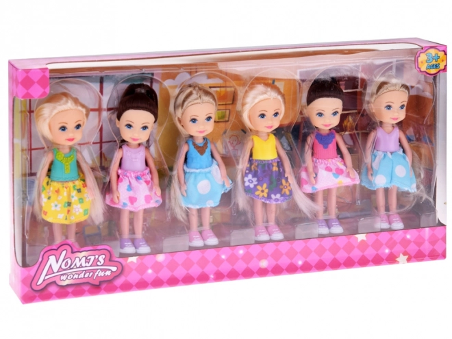 Krásné mini panenky 12 cm sada 6 kusů