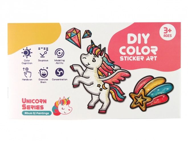 sada samolepek na sklo Jednorožec DIY 8 barev s třpytkami