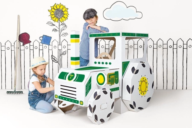 Velký kartonový traktor pro děti