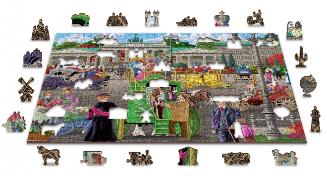 Dřevěné puzzle s figurkami - Pařížské náměstí v Berlíně