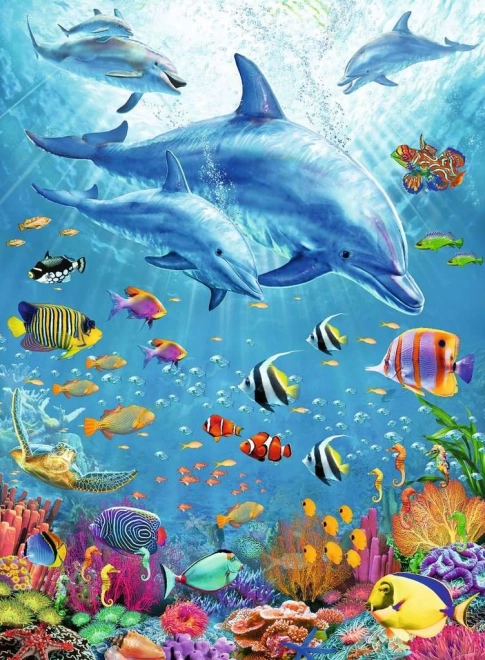 Ravensburger puzzle Mezi delfíny XXL 100 dílků