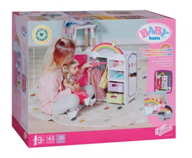 Duhová šatní skříň pro panenky BABY born