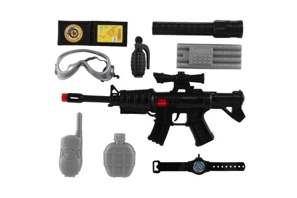 Plastová policejní hračka samopal 38 cm s doplňky