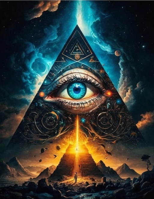 Diamantové malování Jasnozřivé oko v pyramidě 30x40cm