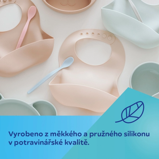 Canpol babies Silikonový bryndák s kapsou DOTS – zelený