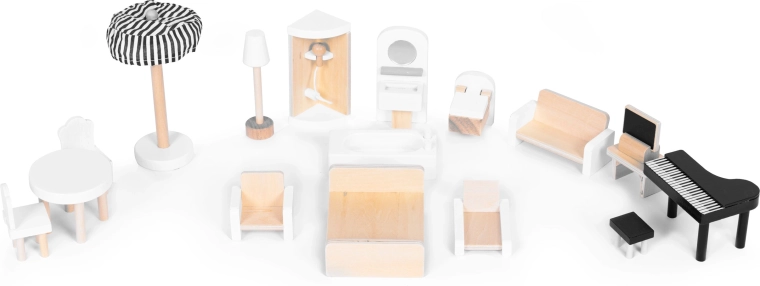 15 kusů dřevěného nábytku v balení