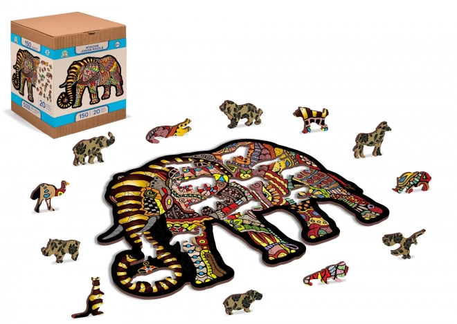 Dřevěné puzzle Magický slon