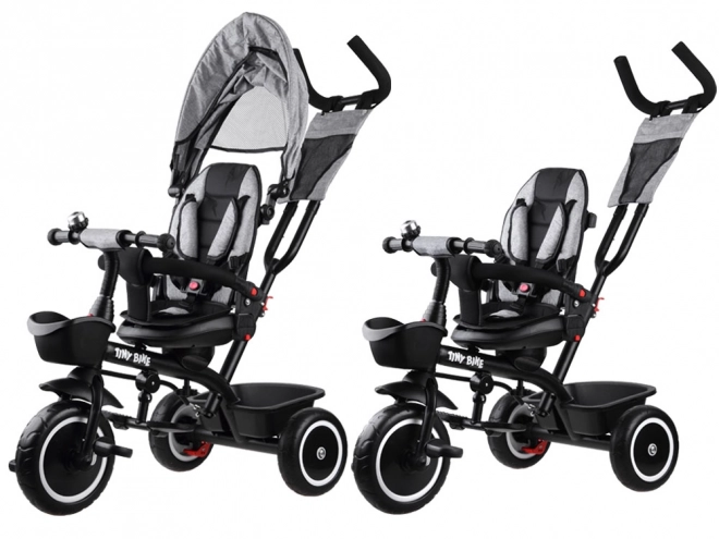 Dětská tříkolka Tiny Bike 3v1 s otočnou sedačkou a stříškou – Šedá