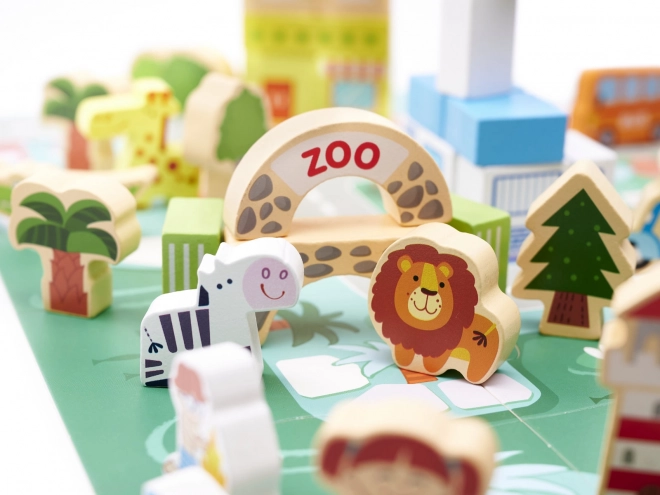 Dřevěné vzdělávací město puzzle 120 dílků