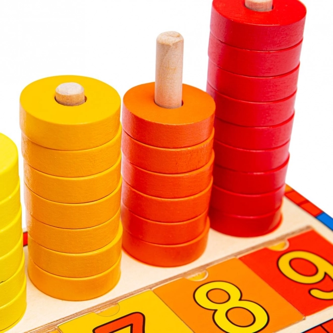 Bigjigs Toys dřevěná deska s číslovanými kroužky