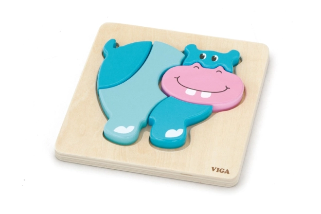 Dřevěné puzzle pro nejmenší - hroch