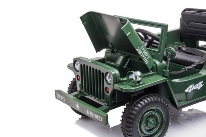Auto na akumulátor vojenská zelená 4x4