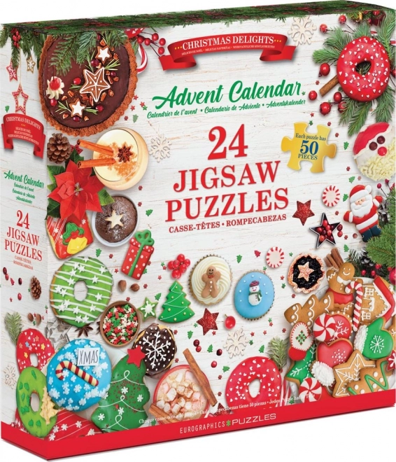Adventni koledar s sestavljanko Eurographics 24 x 50 kosov – Vánoční dobroty