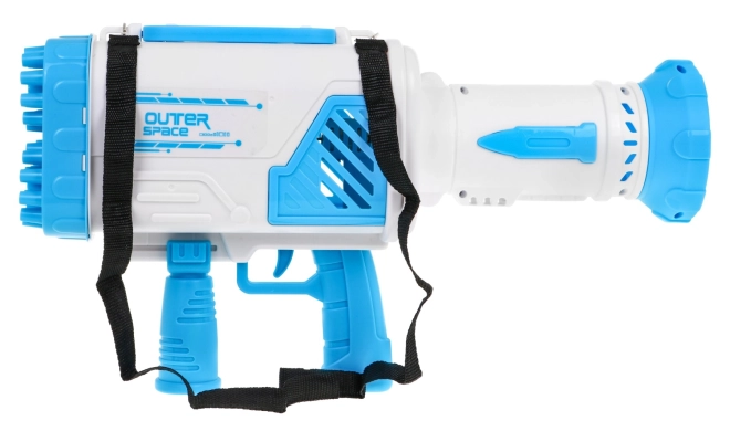 Mýdlová bublina Baby Gun s ventilátorem + bublinková tekutina – Modrá