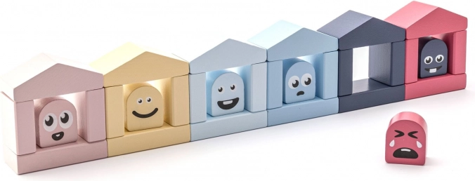Cubika Pastel barevné domečky – dřevěná stavebnice 30 dílů