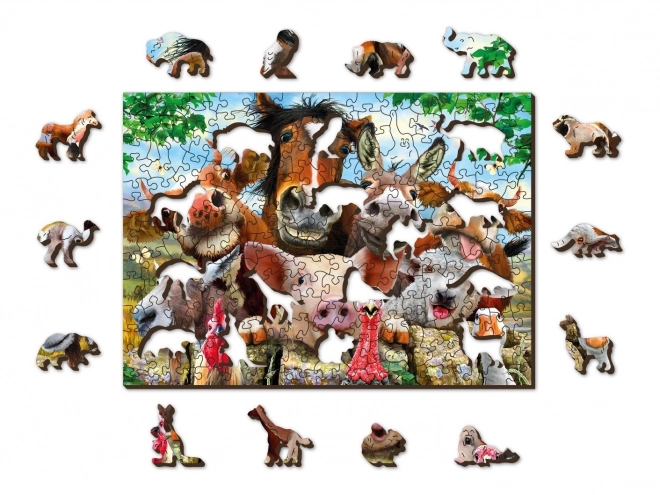 Dřevěné puzzle s figurkami - Život na farmě