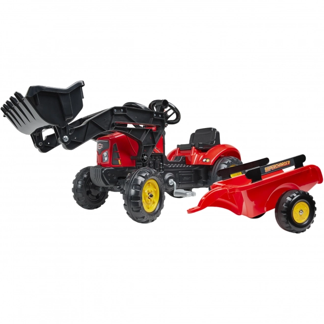FALK Traktor šlapací 2030M Red Supercharger pedal charger s vlečkou