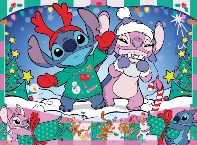 Puzzle 100 dílků Stitch Vánoce Disney