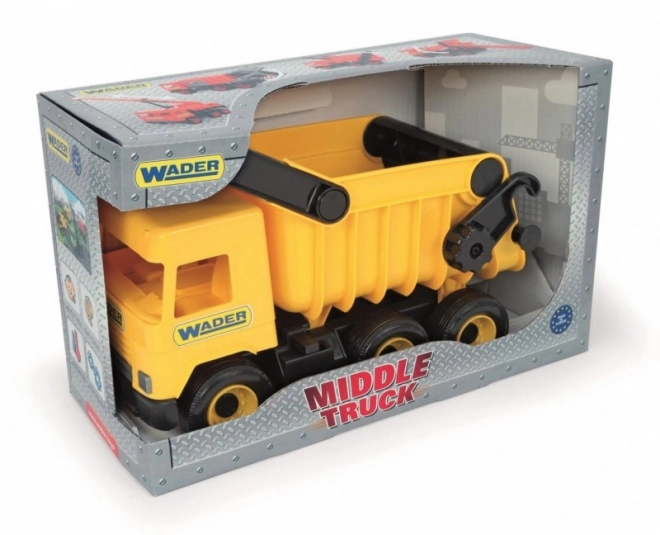 Žlutý sklápěč Middle Truck 38 cm v krabici
