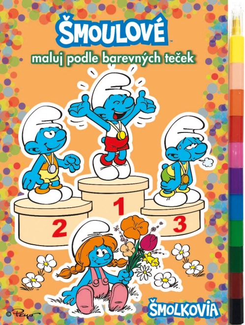 Šmoulové omalovánka Maluj podle barevných teček