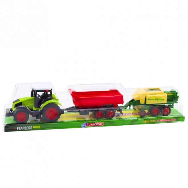 Sada traktor s přívěsem a lisem
